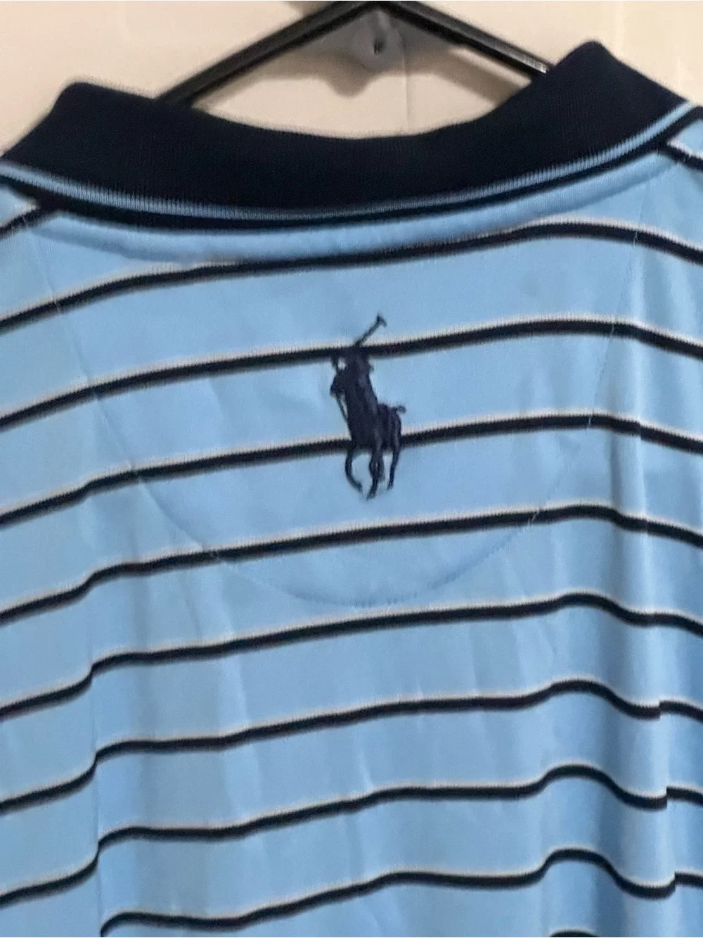 Ralph Lauren Light Blue 2021 US Open Polo with Navy Stripes
